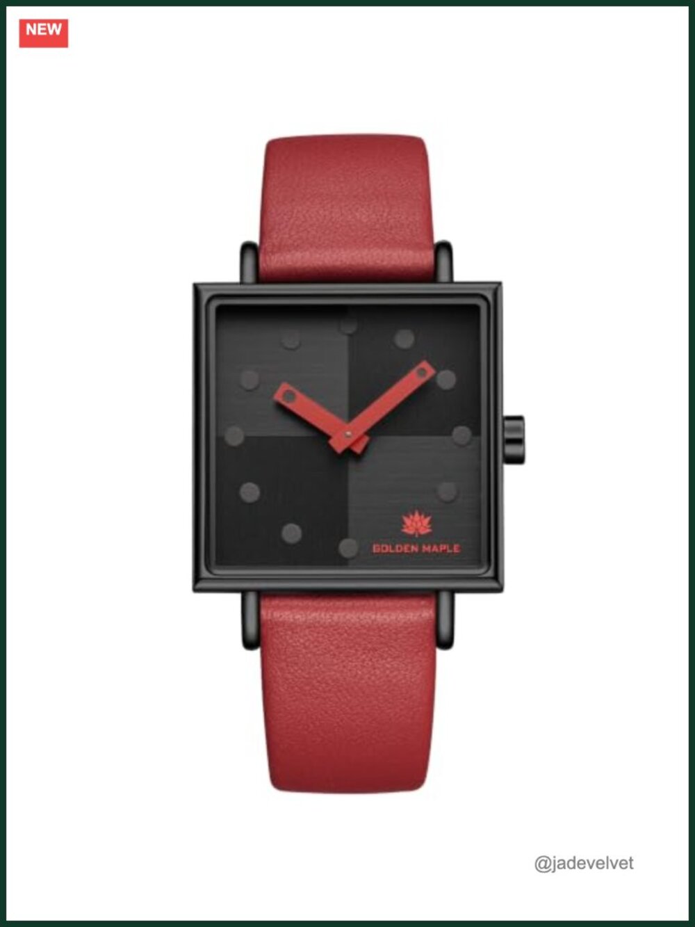 Square Swiss Quartz Watch with Crystal Accents and Leather Strap